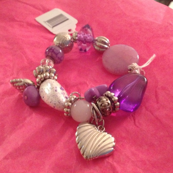 Silver and purple stone bracelet
