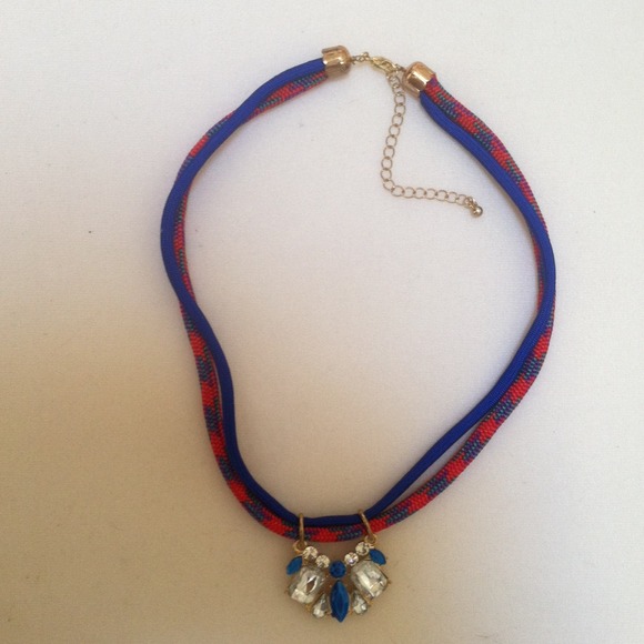 Neon Cord Necklace with Crystal Detail