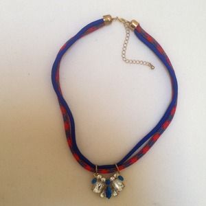 Neon Cord Necklace with Crystal Detail