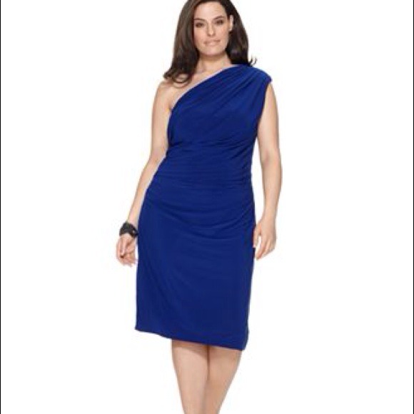 Jones New York cobalt one shoulder evening dress