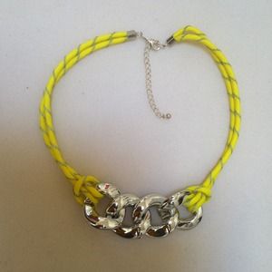 Handmade one of a kind Neon Cord and Link Necklace