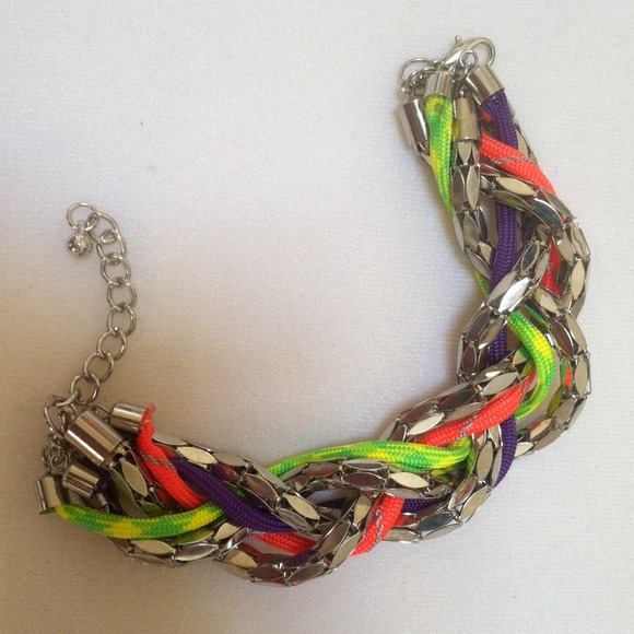Handmade one of a kind! Neon Cord and Mesh Brclt - Picture 1 of 1