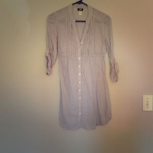 Black and white thin stripped shirt dress