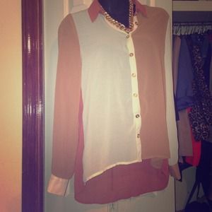 Beautiful color blocked sheer button down!