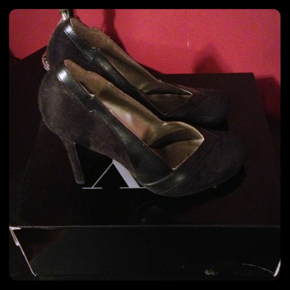 Black suede pumps