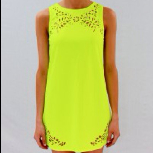 Neon laser cutout dress