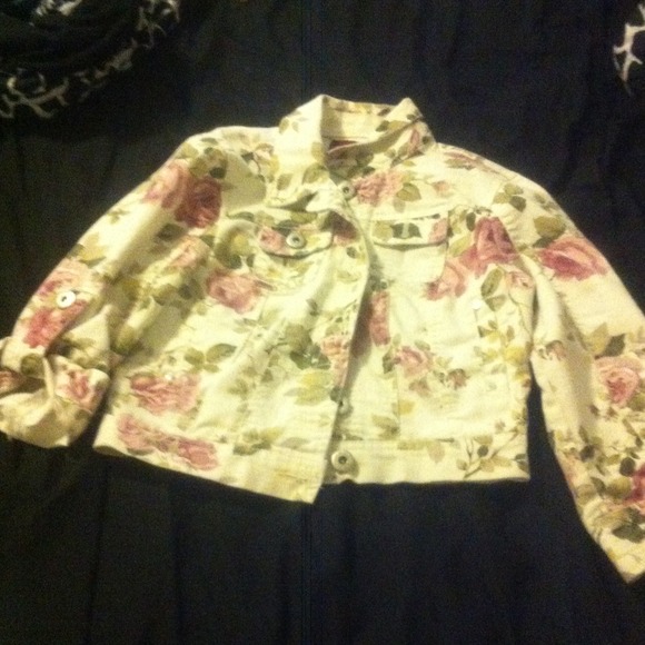 Floral denim jacket