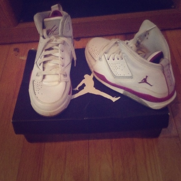 Purple and white jordans