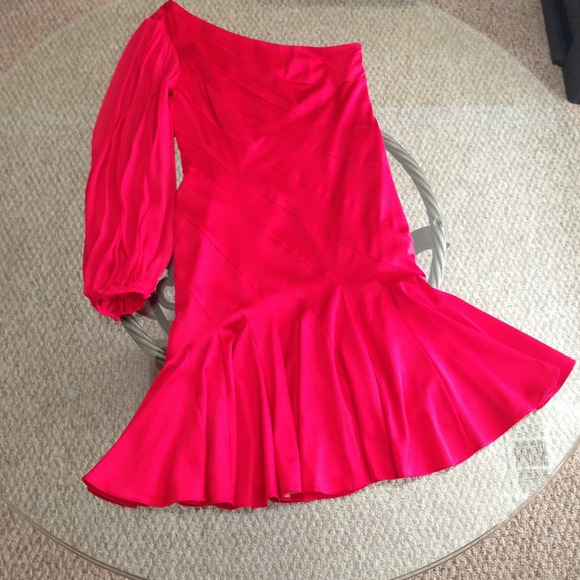 New Karen Millen Red Silk Dress