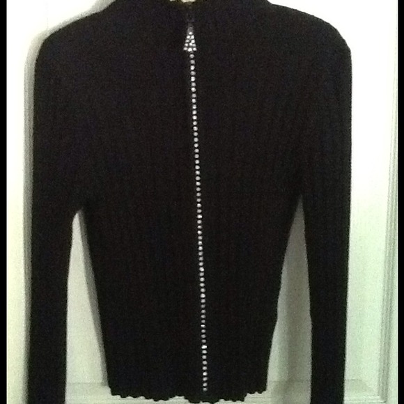 Rhinestone zipper sweater Clearance