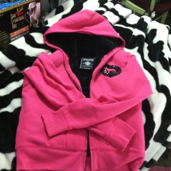 Pink faux fur lined hoodie