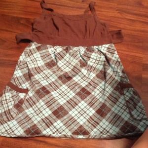 Sz 14 lmtd too brown/turquoise plaid tank top