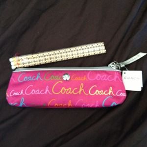 Coach pencil/ makeup zipper bag