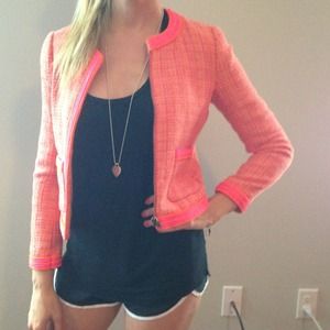 J Crew Neon Tweed Jacket