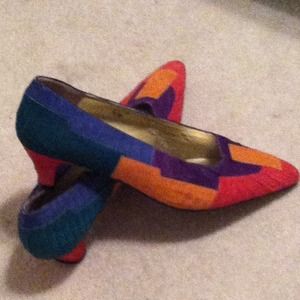 Multicolor patchwork design dress shoes sz6