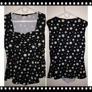 Navy w/ white polka dots top