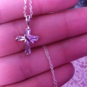 Crystal quarts Dove and Cross necklace