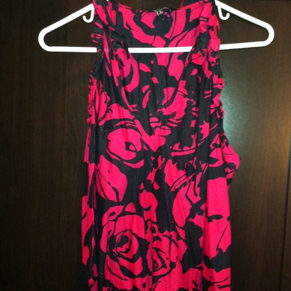 ***TAKEN***Express! Red & black. Vneck and ruffly.