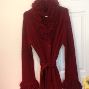 Long burgundy sweater