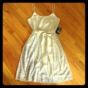 Express champagne sequin cami dress