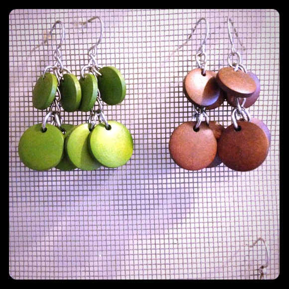 Wooden chandelier earrings