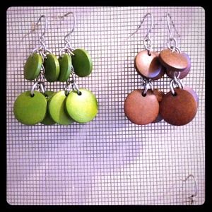Wooden chandelier earrings
