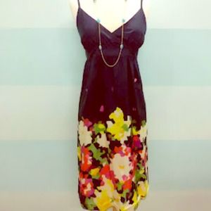 Theory Silk Dress in Navy and Floral Sz 8