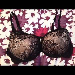 Black/ nude lace bra, 34 C