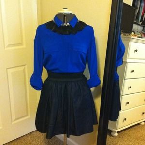 Denim flirty flared elastic skirt