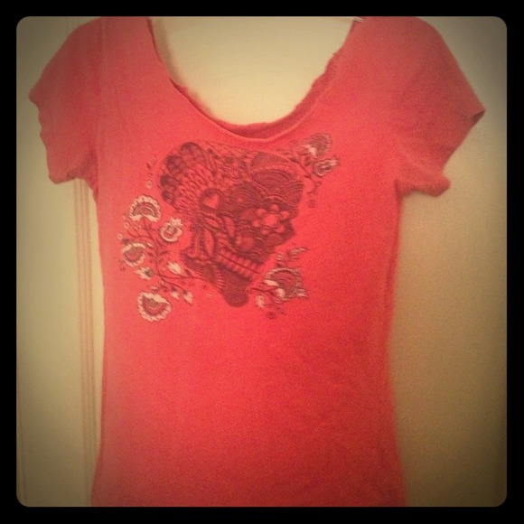Lucky Brand distressed cut out tee