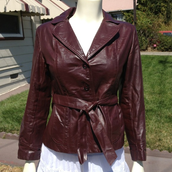 Brownish red leather jacket