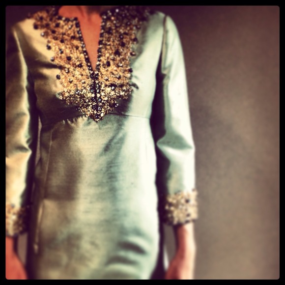 Vintage Silk beaded dress w pockets -PROM!