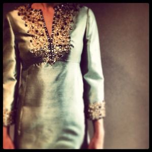 Vintage Silk beaded dress w pockets -PROM!