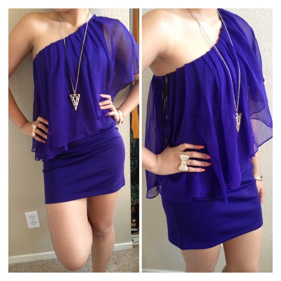 Purple One Shoulder Cocktail Dress