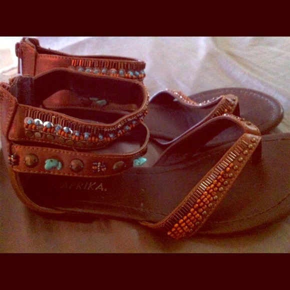 Brown & Turquoise Bohemian Sandals