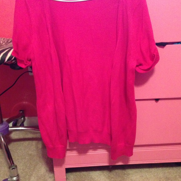 Bundle! Hot pink cardigan and stripe shirt!