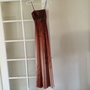 Long beautiful brown beaded formal dress