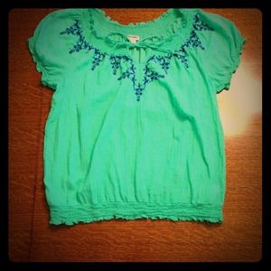 Green Summer Ruffle Top