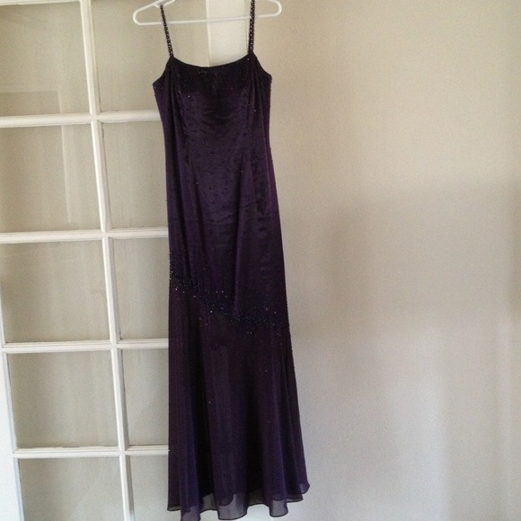 Purple beautiful formal long dress with beads