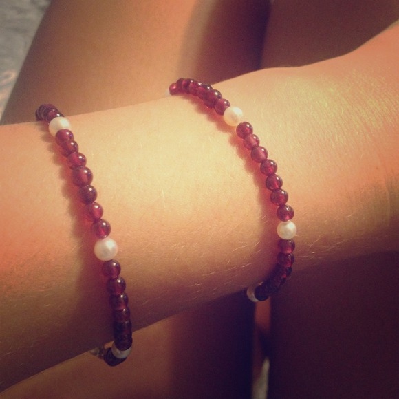Garnet and pearl bracelets