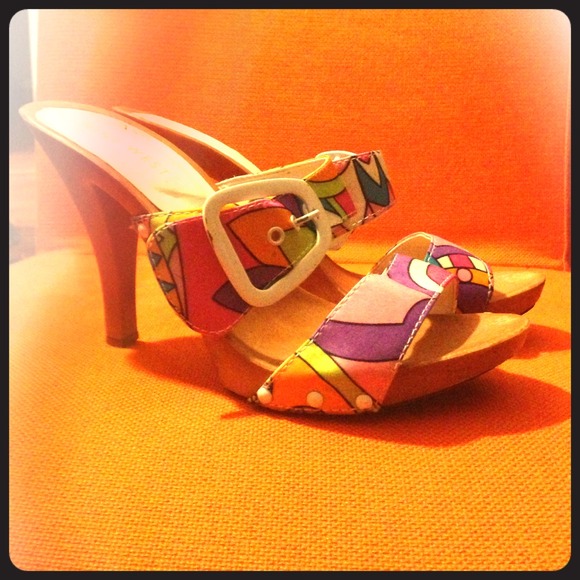 Nine West multi colored wooden heels