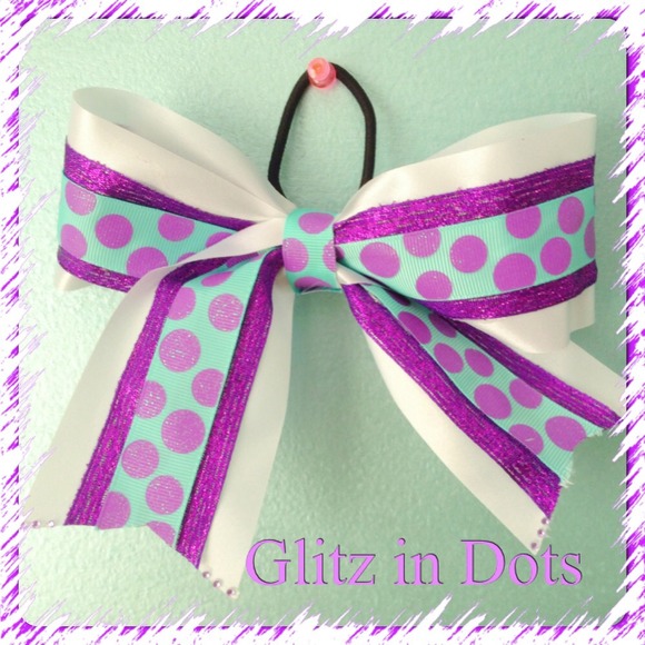 Purple Polka Dot Cheer Bow