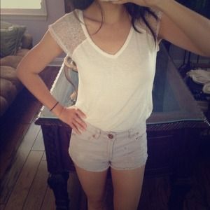 Pastel violet cut-off shorts