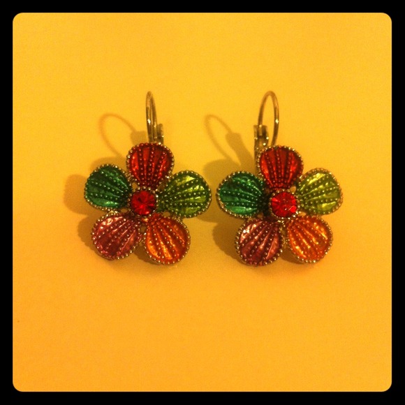 Multicolored flower earrings - Picture 1 of 3
