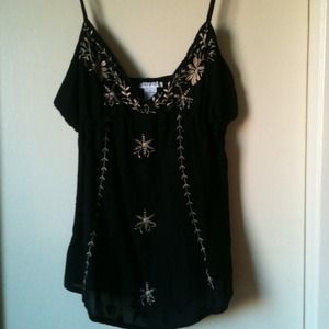 TRADED Black Embroidered Cami With Pretty Flowers