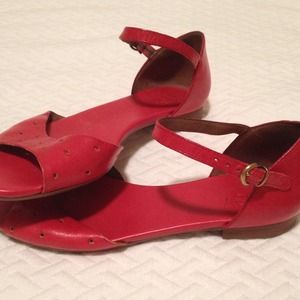Red hole punch Mary Jane flat sandal!