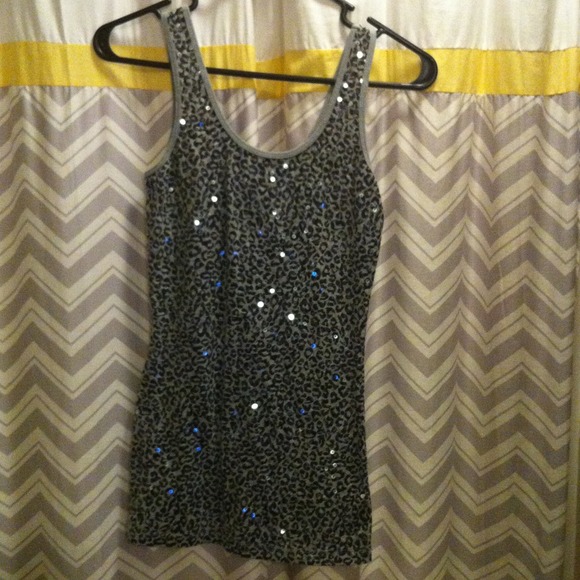 Sequin leopard tank top