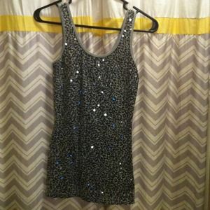Sequin leopard tank top