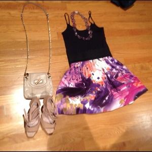 Necessary objects color print skirt