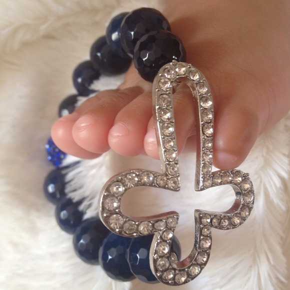 Cobalt Agate Faceted Gemstone Bead Bracelet